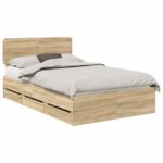vidaXL Rám postele Sonoma dub 120 x 200 cm Konštruované drevo – Obrázok 2