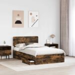 vidaXL Rám postele Údený Dub 120 x 200 cm Konštruované drevo – Obrázok 3