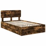 vidaXL Rám postele Dymová dub 120 x 200 cm Inžinierske drevo – Obrázok 4