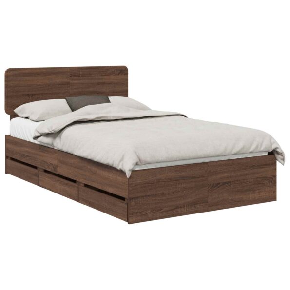 vidaXL Rám postele Hnedý dub 120 x 190 cm Konštruované drevo – Obrázok 2