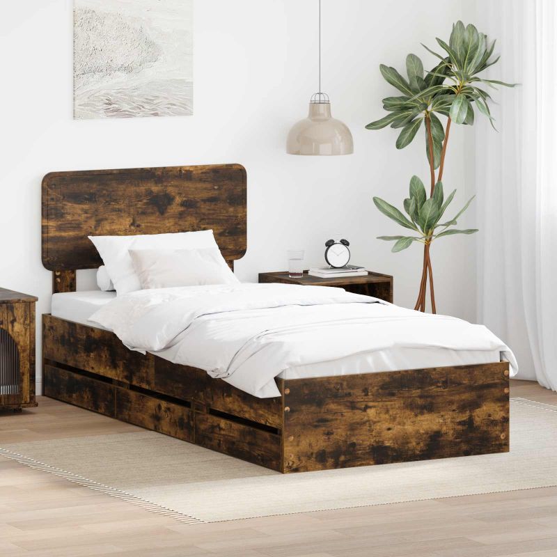 3412217_1.jpg vidaXL Rám postele Údený Dub 100 x 200 cm Konštruované drevo – Obrázok 1