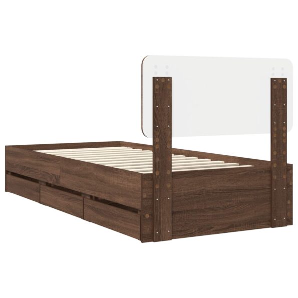 vidaXL Rám postele Hnedý dub 100 x 200 cm Konštruované drevo – Obrázok 10