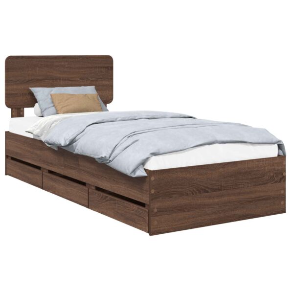 vidaXL Rám postele Hnedý dub 100 x 200 cm Konštruované drevo – Obrázok 2