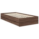 vidaXL Rám postele Hnedý dub 100 x 200 cm Konštruované drevo – Obrázok 6