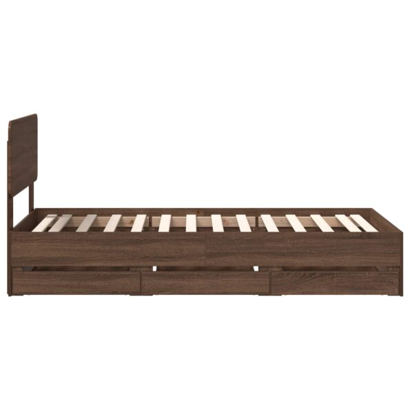 vidaXL Rám postele Hnedý dub 100 x 200 cm Konštruované drevo – Obrázok 9