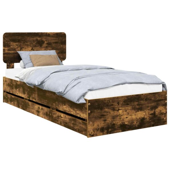 vidaXL Rám postele Údený Dub 90 x 200 cm Konštruované drevo – Obrázok 2