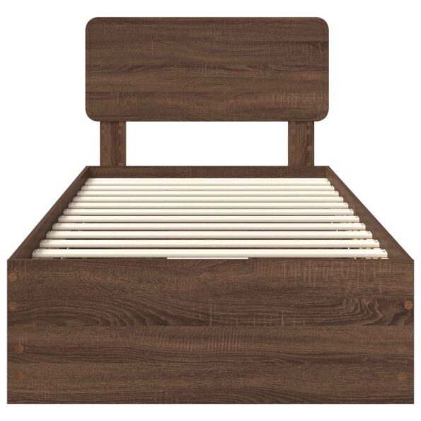 vidaXL Rám postele so zásuvkou Hnedý dub 90 x 190 cm Inžinierske drevo – Obrázok 8