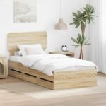 vidaXL Rám postele Sonoma dub 75 x 190 cm Konštruované drevo