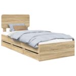 vidaXL Rám postele Sonoma dub 75 x 190 cm Konštruované drevo – Obrázok 2