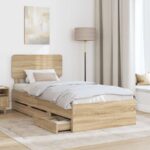vidaXL Rám postele Sonoma dub 75 x 190 cm Konštruované drevo – Obrázok 3