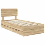 vidaXL Rám postele Sonoma dub 75 x 190 cm Konštruované drevo – Obrázok 4