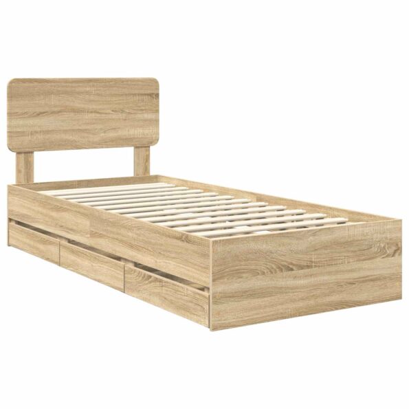 vidaXL Rám postele Sonoma dub 75 x 190 cm Konštruované drevo – Obrázok 4