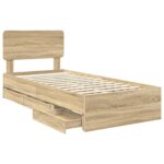 vidaXL Rám postele Sonoma dub 75 x 190 cm Konštruované drevo – Obrázok 5