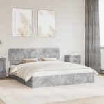 vidaXL Úložná posteľ Betónová šedá 200 x 200 cm Kompozitné drevo