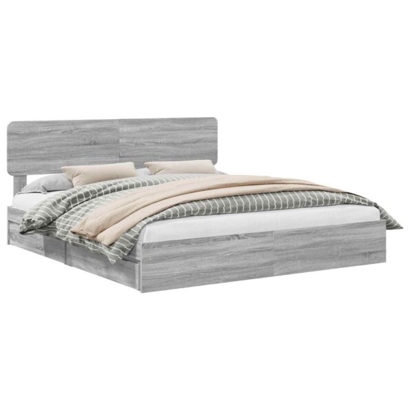 vidaXL Úložná posteľ Sivý Sonoma 200 x 200 cm Kompozitné drevo – Obrázok 2
