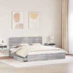 vidaXL Úložná posteľ Sivý Sonoma 200 x 200 cm Kompozitné drevo – Obrázok 3