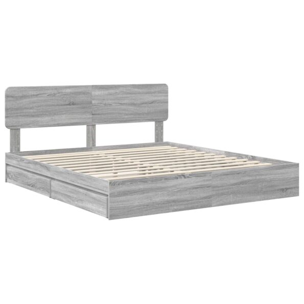 vidaXL Úložná posteľ Sivý Sonoma 200 x 200 cm Kompozitné drevo – Obrázok 4