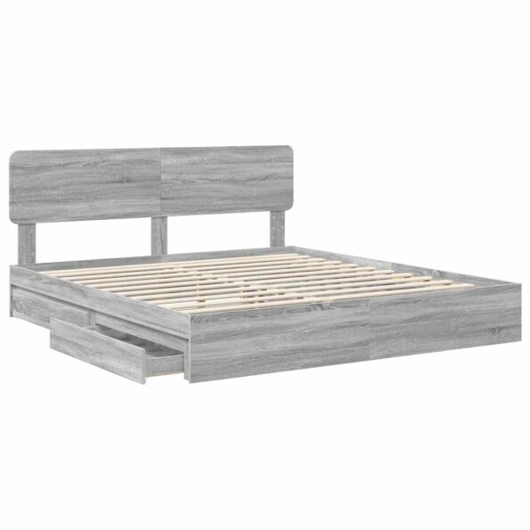vidaXL Úložná posteľ Sivý Sonoma 200 x 200 cm Kompozitné drevo – Obrázok 5