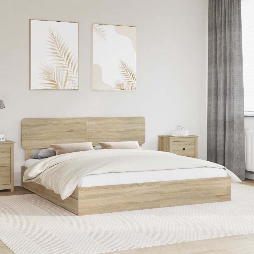 3412250_1.jpg vidaXL Úložná posteľ Sonoma dub 180 x 200 cm Kompozitné drevo – Obrázok 1