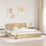 vidaXL Úložná posteľ Sonoma dub 180 x 200 cm Kompozitné drevo – Obrázok 3