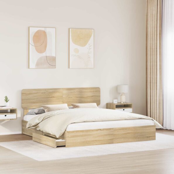 vidaXL Úložná posteľ Sonoma dub 180 x 200 cm Kompozitné drevo – Obrázok 3