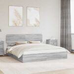 vidaXL Úložná posteľ Sivý Sonoma 180 x 200 cm Kompozitné drevo