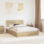vidaXL Úložná posteľ Sonoma dub 140 x 200 cm Kompozitné drevo