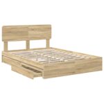 vidaXL Úložná posteľ Sonoma dub 140 x 200 cm Kompozitné drevo – Obrázok 5
