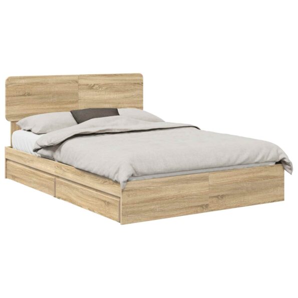 vidaXL Úložná posteľ Sonoma dub 140 x 190 cm Kompozitné drevo – Obrázok 2
