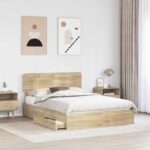vidaXL Úložná posteľ Sonoma dub 140 x 190 cm Kompozitné drevo – Obrázok 3