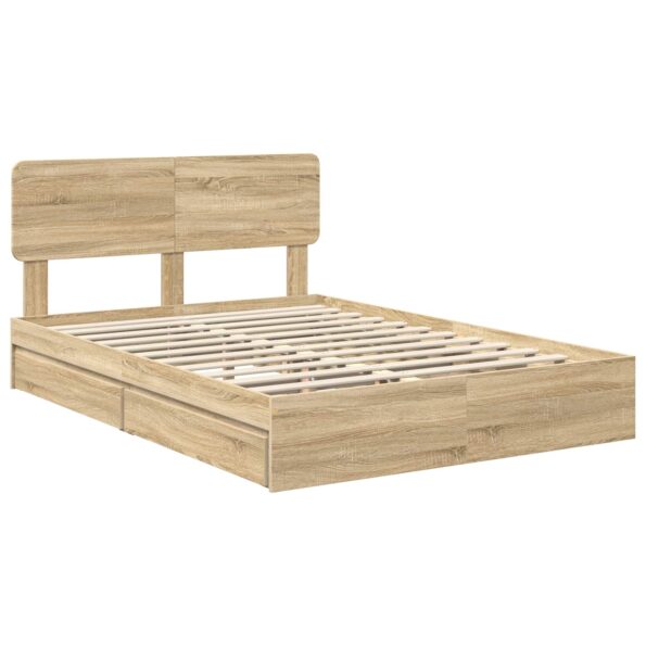 vidaXL Úložná posteľ Sonoma dub 140 x 190 cm Kompozitné drevo – Obrázok 4