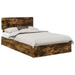 vidaXL Úložná posteľ Dymová dub 120 x 190 cm Kompozitné drevo – Obrázok 2