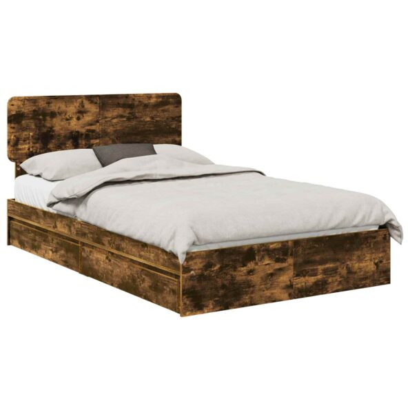 vidaXL Úložná posteľ Dymová dub 120 x 190 cm Kompozitné drevo – Obrázok 2