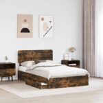 vidaXL Úložná posteľ Dymová dub 120 x 190 cm Kompozitné drevo – Obrázok 3
