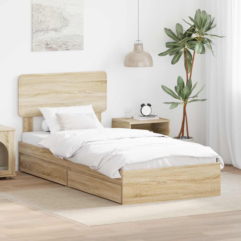3412306_1.jpg vidaXL Úložná posteľ Sonoma dub 100 x 200 cm Kompozitné drevo – Obrázok 1
