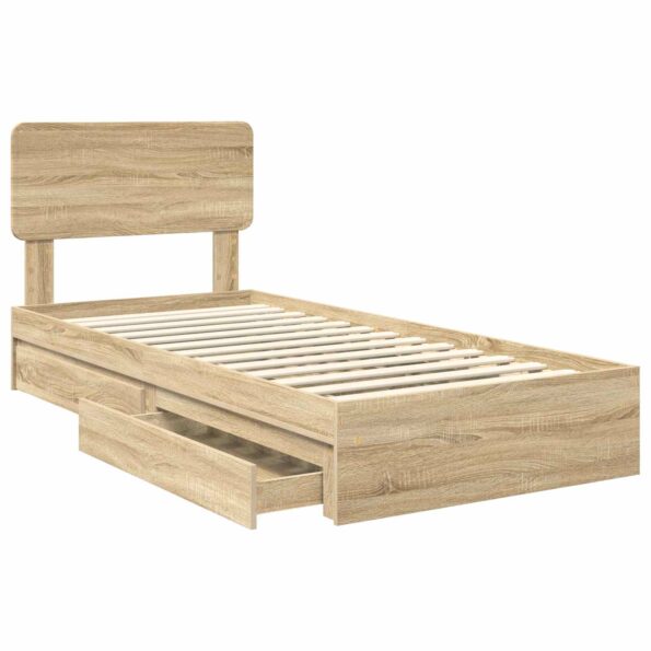 vidaXL Úložná posteľ Sonoma dub 100 x 200 cm Kompozitné drevo – Obrázok 5