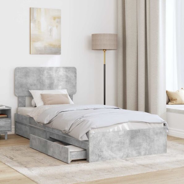 vidaXL Úložná posteľ Betónová šedá 90 x 190 cm Kompozitné drevo – Obrázok 3