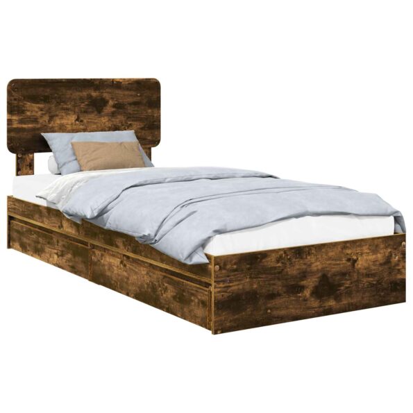vidaXL Úložná posteľ Dymová dub 90 x 190 cm Kompozitné drevo – Obrázok 2