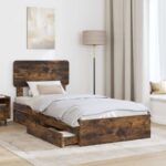 vidaXL Úložná posteľ Dymová dub 90 x 190 cm Kompozitné drevo – Obrázok 3