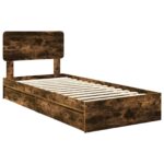 vidaXL Úložná posteľ Dymová dub 90 x 190 cm Kompozitné drevo – Obrázok 4