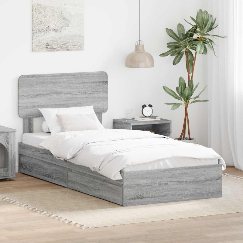 3412323_1.jpg vidaXL Úložná posteľ Sivý Sonoma 90 x 190 cm Kompozitné drevo – Obrázok 1