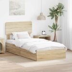 vidaXL Úložná posteľ Sonoma dub 75 x 190 cm Kompozitné drevo