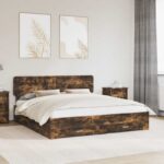 vidaXL Rám postele Dymová dub 200 x 200 cm Kompozitné drevo