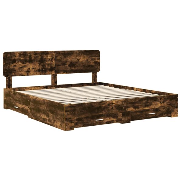 vidaXL Rám postele Dymová dub 200 x 200 cm Kompozitné drevo – Obrázok 4