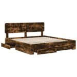vidaXL Rám postele Dymová dub 200 x 200 cm Kompozitné drevo – Obrázok 5