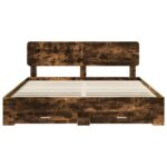vidaXL Rám postele Dymová dub 200 x 200 cm Kompozitné drevo – Obrázok 8