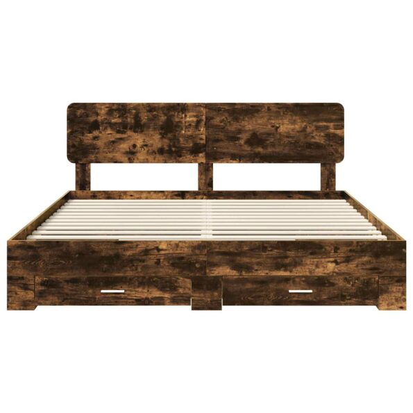 vidaXL Rám postele Dymová dub 200 x 200 cm Kompozitné drevo – Obrázok 8