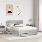 vidaXL Rám postele Sivý Sonoma 160 x 200 cm Kompozitné drevo – Obrázok 3
