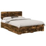 vidaXL Rám postele Dymová dub 150 x 200 cm Kompozitné drevo – Obrázok 2