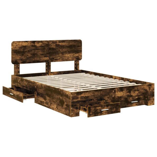 vidaXL Rám postele Dymová dub 150 x 200 cm Kompozitné drevo – Obrázok 5